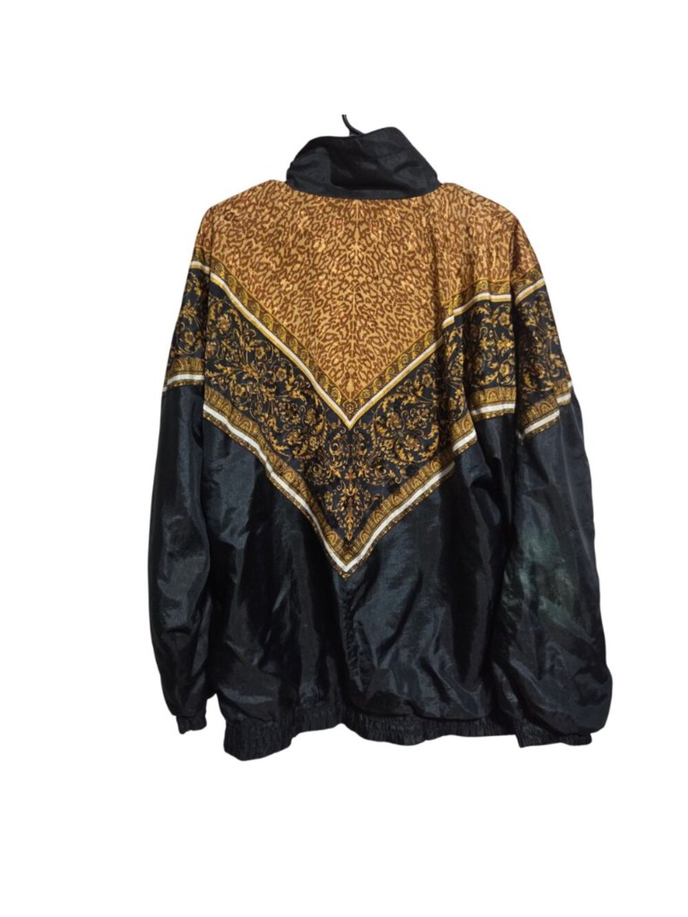 Vintage Lauren Brooke Windbreaker Jacket Size 1X Black Gold Leopard Baroque - Picture 2 of 4
